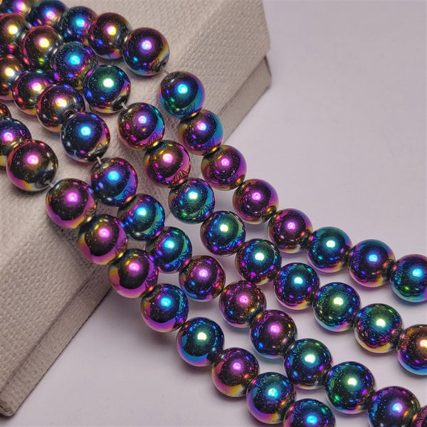 Titanium Coated Hematite Beads Line 8mm