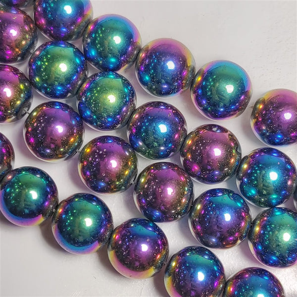 Titanium Coated Hematite Beads Line 8mm