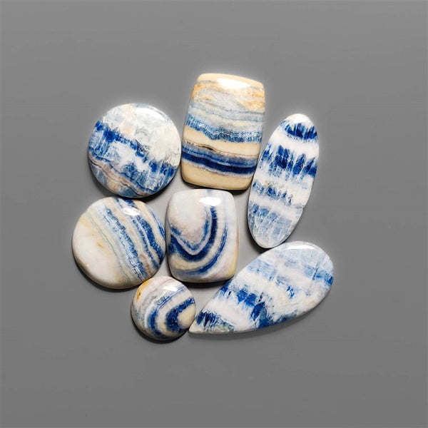 Blue Scheelite Cabochons Lot