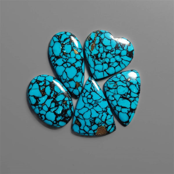 Compressed Spiderweb Turquoise Cabochons Lot