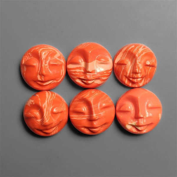 Handcarved Synthetic Coral Moonface Lot