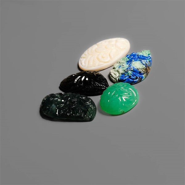 Mix Mughal Carvings Gemstones Lot