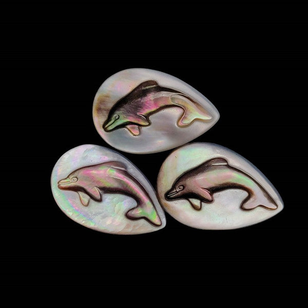 Mother Of Pearl Dolphins Carvings Lot