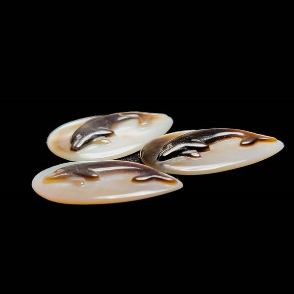 Mother Of Pearl Dolphins Carvings Lot