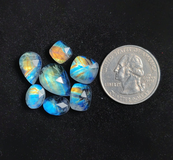 Rose Cut Rainbow Moonstone Doublets Lot