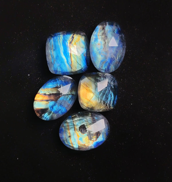 Rose Cut Rainbow Moonstone Doublets Lot (Backed)