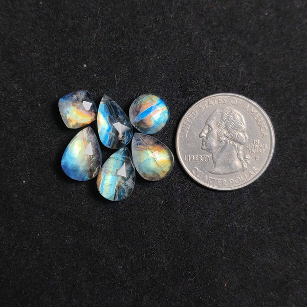 Rose Cut Rainbow Moonstone Doublets Lot