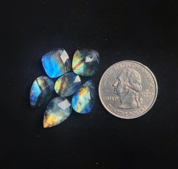 Rose Cut Rainbow Moonstone Doublets Lot