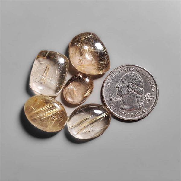 Golden Rutilated Quartz Cabochons Lot