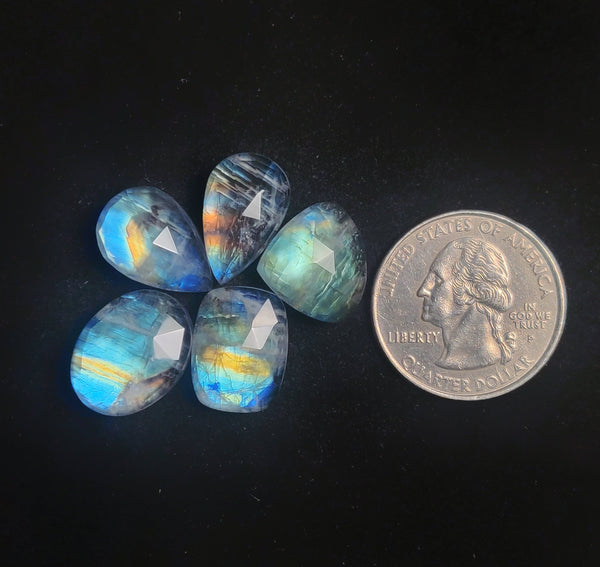 Rose Cut Rainbow Moonstone Doublets Lot