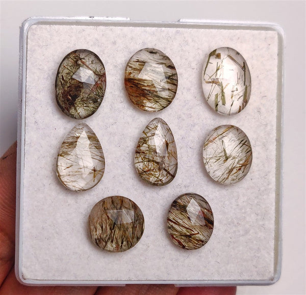 Rose Cut Green Rutilated Quartz Lot