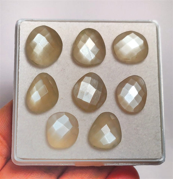 Checker Board Cut Grey Moonstones Lot