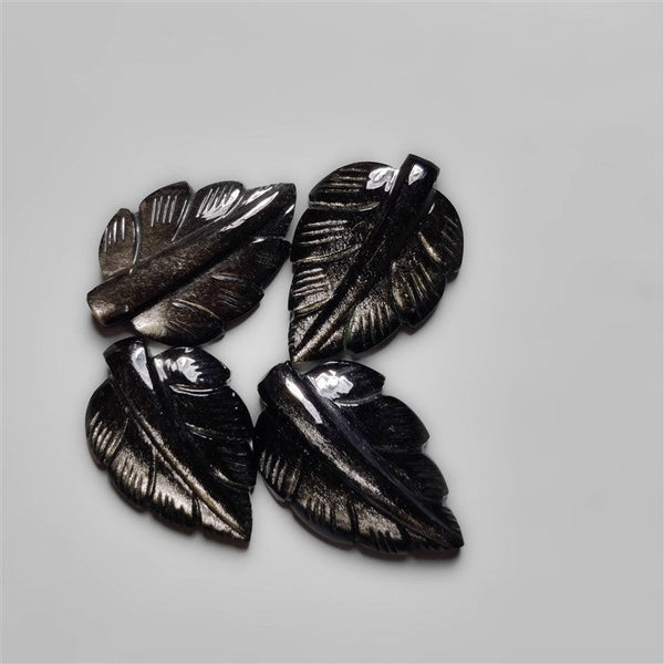 Handcarved Silversheen Obsidian Leaf Lot