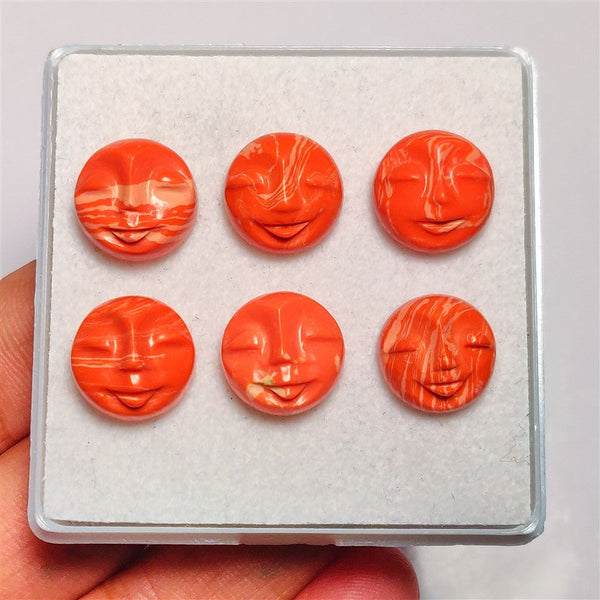 Handcarved Synthetic Coral Moonface Lot