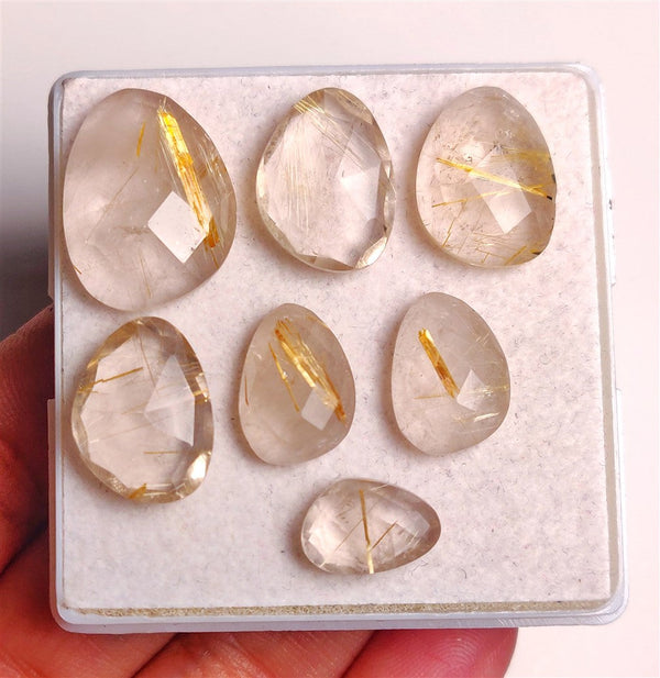 Checkerboard Cut Golden Rutilated Quartz