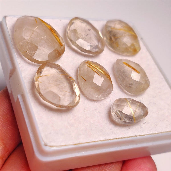 Checkerboard Cut Golden Rutilated Quartz