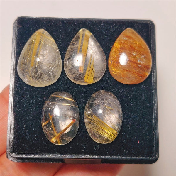 Golden Rutilated Quartz Cabs Lot