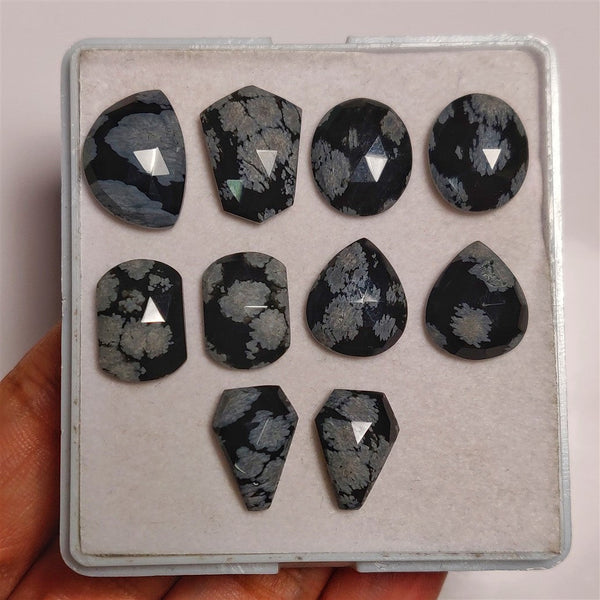 Rose Cut Snowflake Obsidian Lot