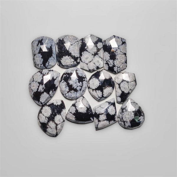 Rose Cut Snowflake Obsidian Cabochons Lot