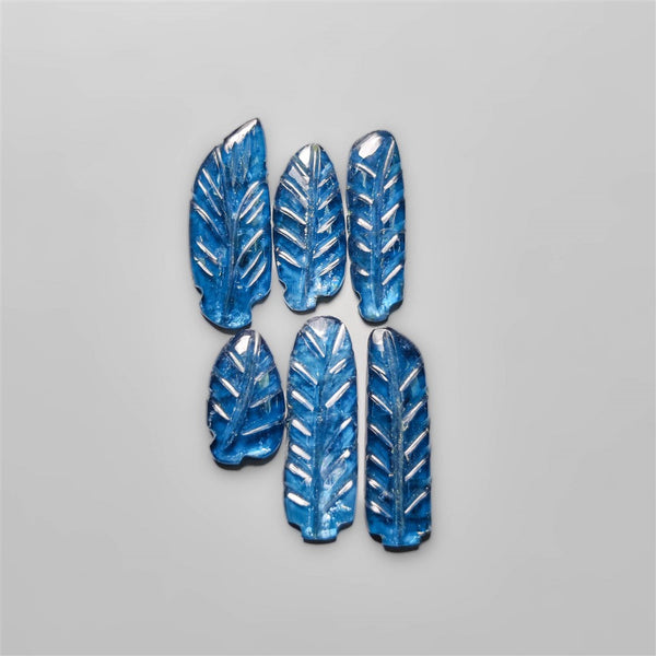 Handcarved Teal Kyanite Leaves Lot