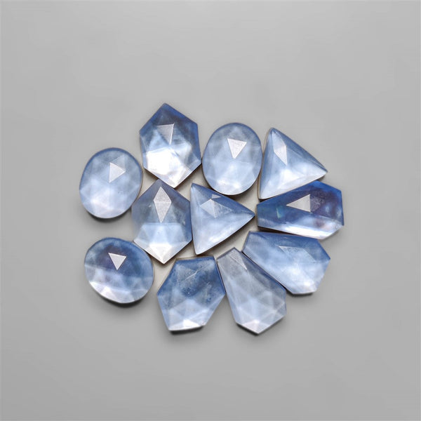 Rose Cut Blue Topaz and Mother Of Pearl Doublets Lot