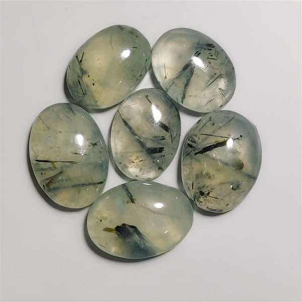 Black Tourmalinated Prehnite Cabochons Lot