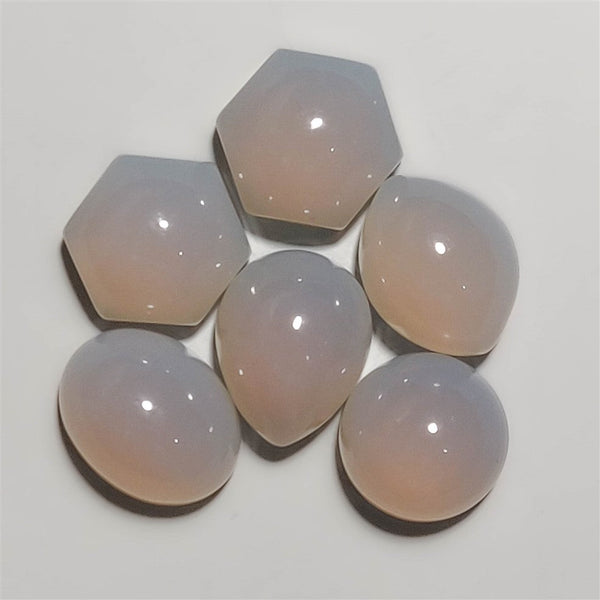 High Dome Natural Grey Chalcedony Cabochons Lot