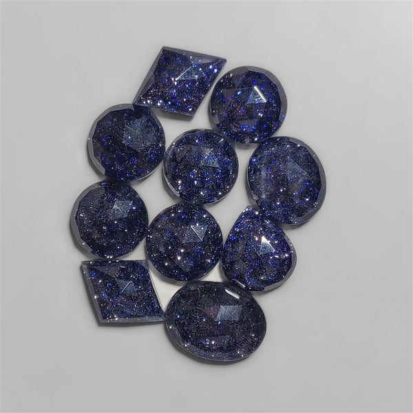 Rose Cut Crystal And Blue Goldstone Doublets lot