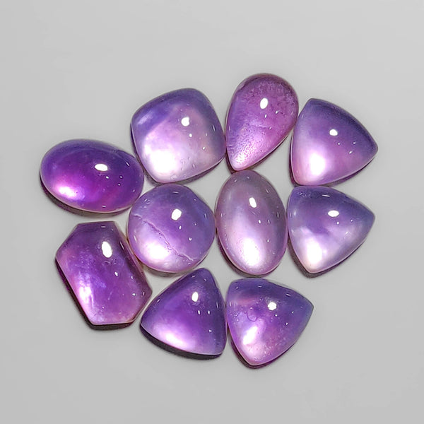 Amethyst And Mother Of Pearl Doublet Cabochons Lot