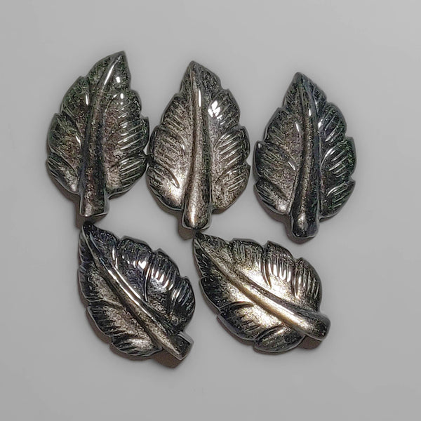 Handcarved Silversheen Obsidian Leaves Lot