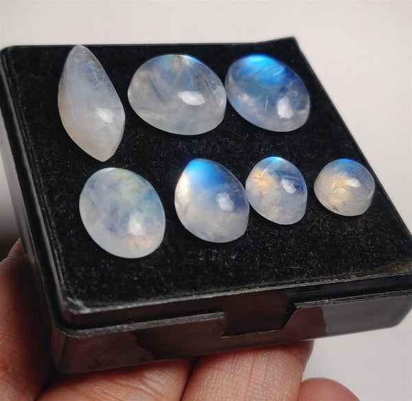 High Grade Rainbow Moonstone Cabs Lot