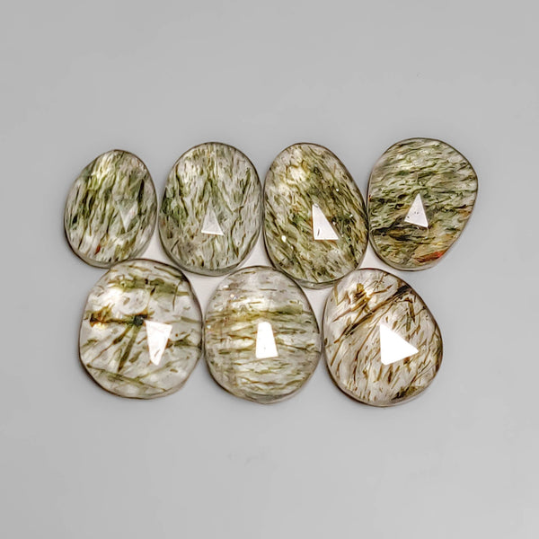 Rose Cut Green Rutile In Quartz Lot