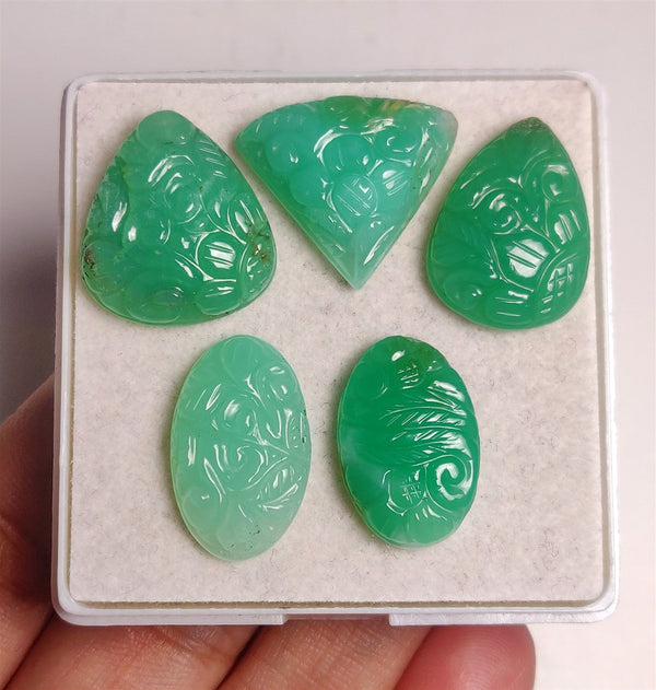 Australian Chrysoprase Mughal Carvings Lot