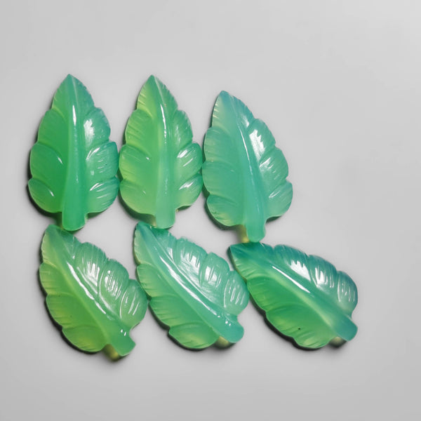 Handcarved Australian Chrysoprase Leaf Carvings Lot