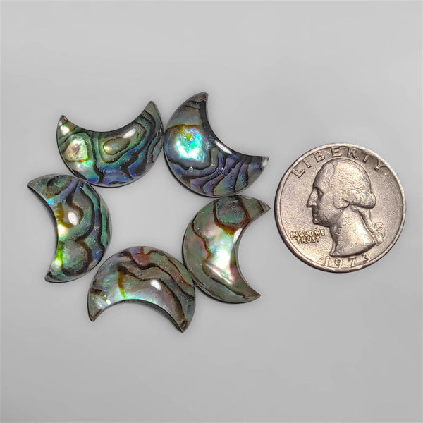 Crystal And Abalone Shell Doublet Crescent Lot