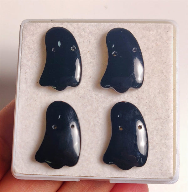 Handcarved Black Onyx Ghosts Lot