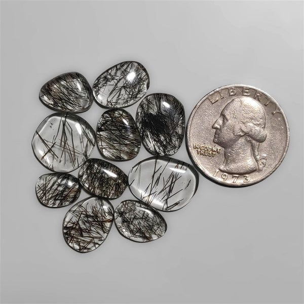 Srilankan Black Rutilated Quartz cabochons Lot