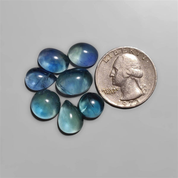 Belgian Teal Fluorite cabochons Lot