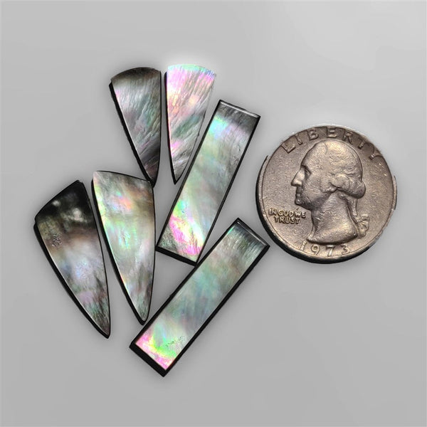 Tahitian Rainbow Mother Of Pearl  cabochons Pair Lot