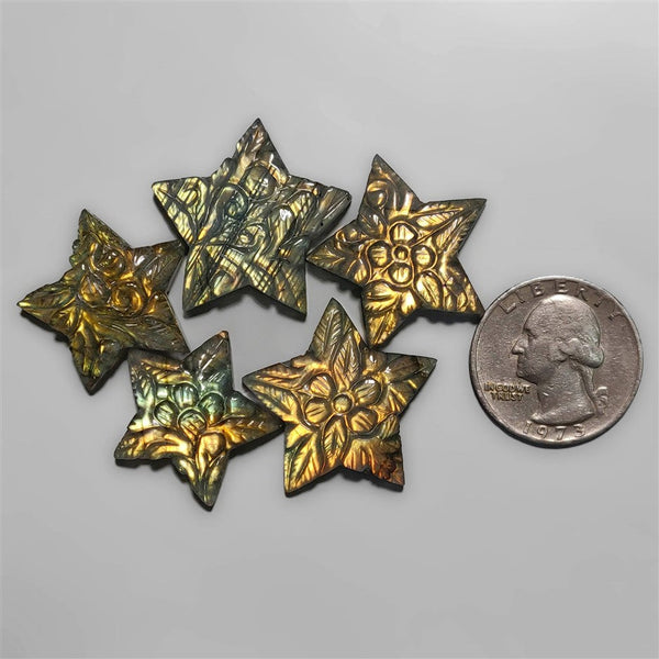 Mughal Carved Labradorite Star Lot