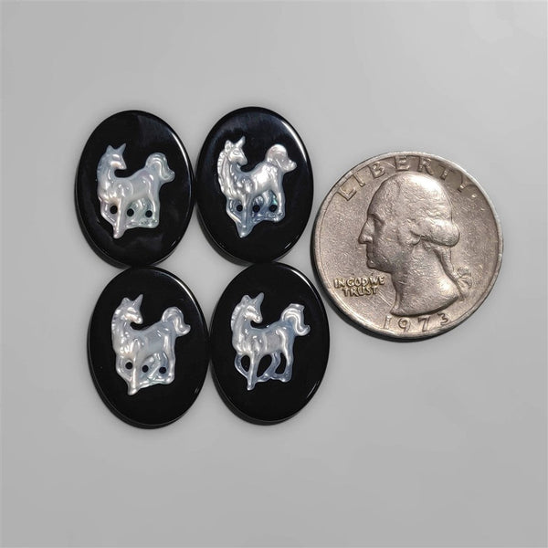 Black Onyx With Mother Of Pearl Horse Cameo